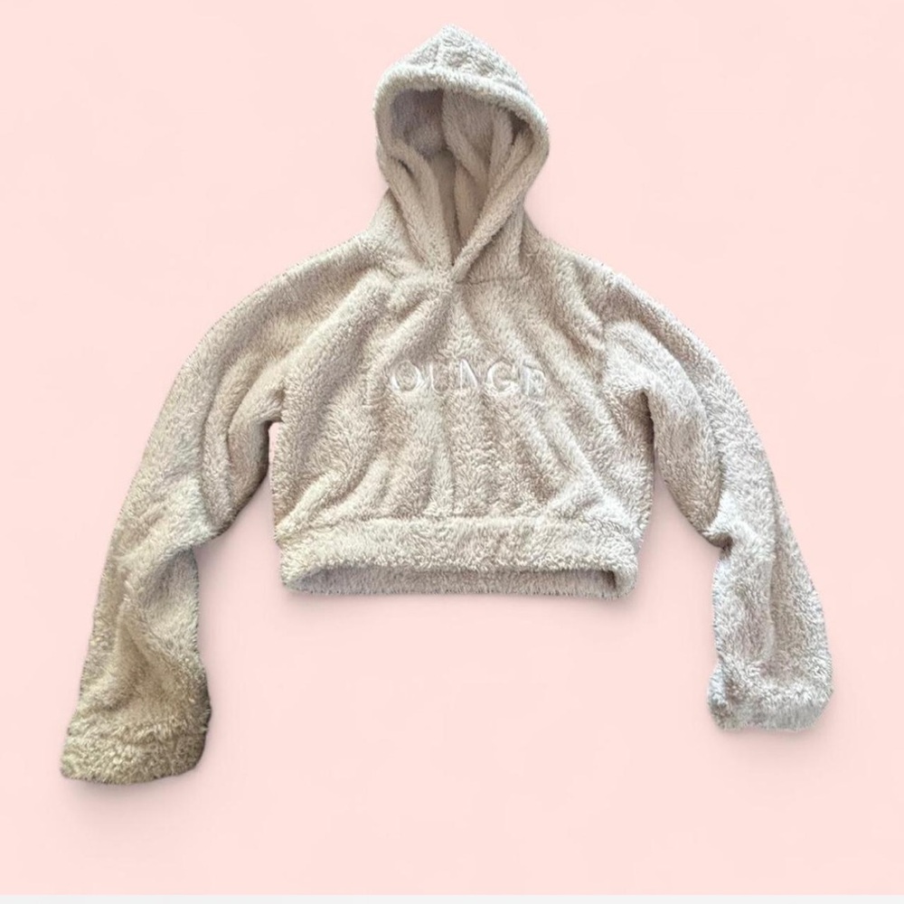 Lounge Teddy Cropped Hoodie Size Large